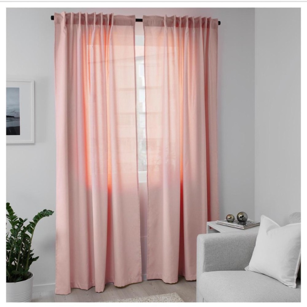 Soft baby pink thick blackout curtains